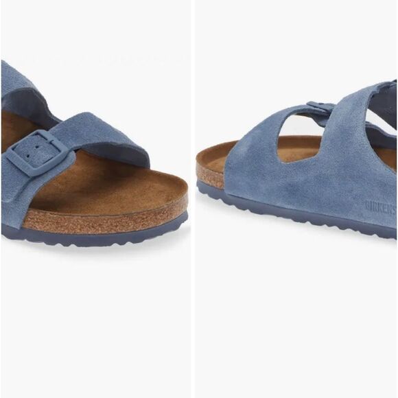 NWT Birkenstock Unisex Arizona soft slide sandals in elemental blue Size 43/10 - Picture 7 of 9